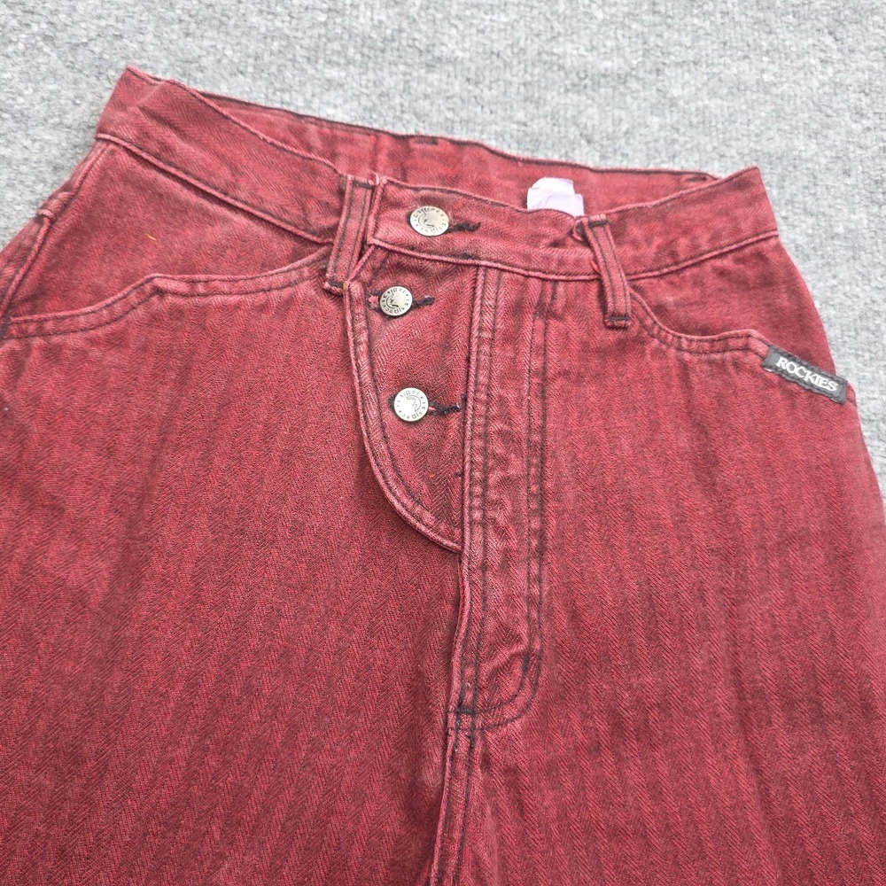 Vintage Rocky Mountain Rockies Pants Women's 3 / 26 Red Stripe High Rise Flap